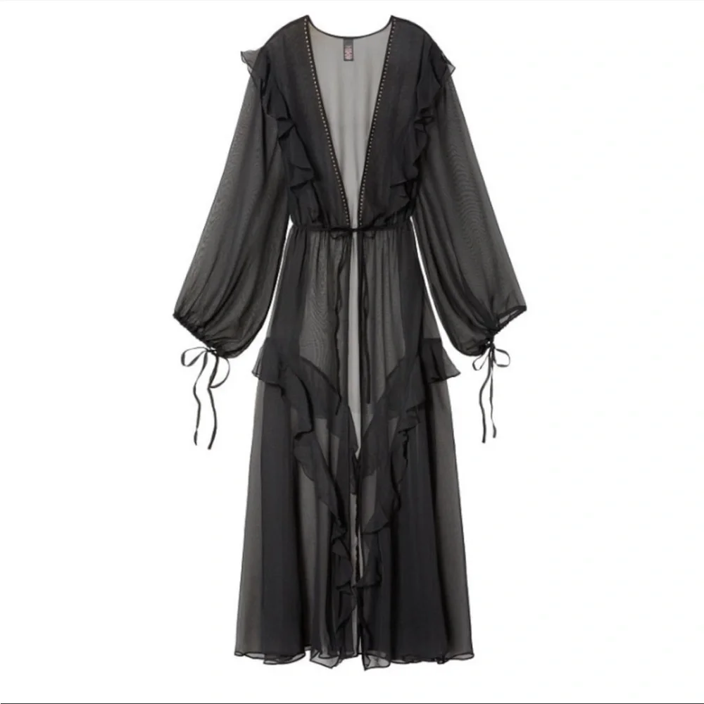 Victoria’s Secret Sheer Black Ruffle Robe - Picture 9 of 10